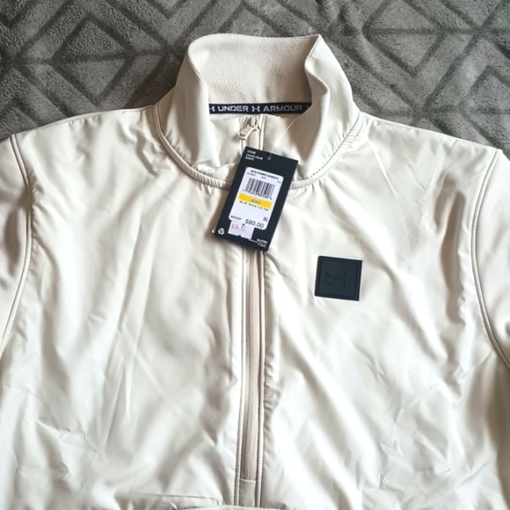 White under armour pull over